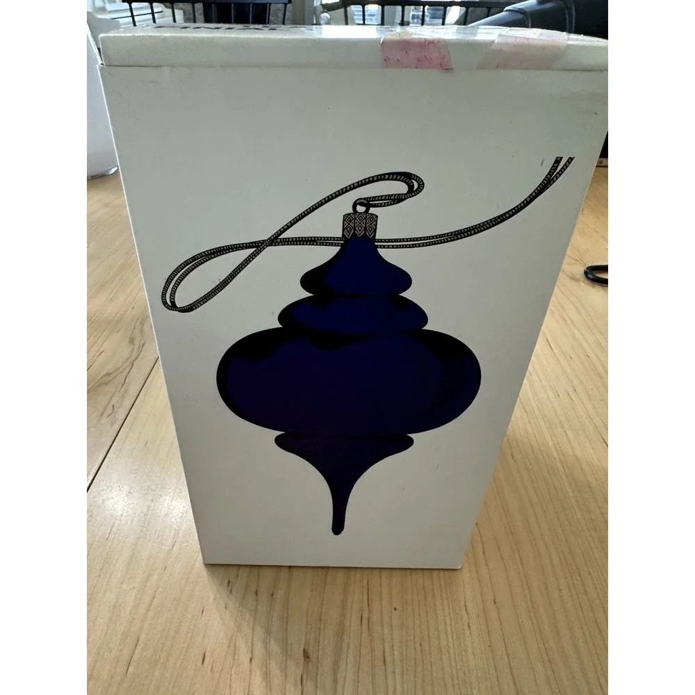 Department 56 Cobalt Mercury Glass Double Finial Ornament With Box 10